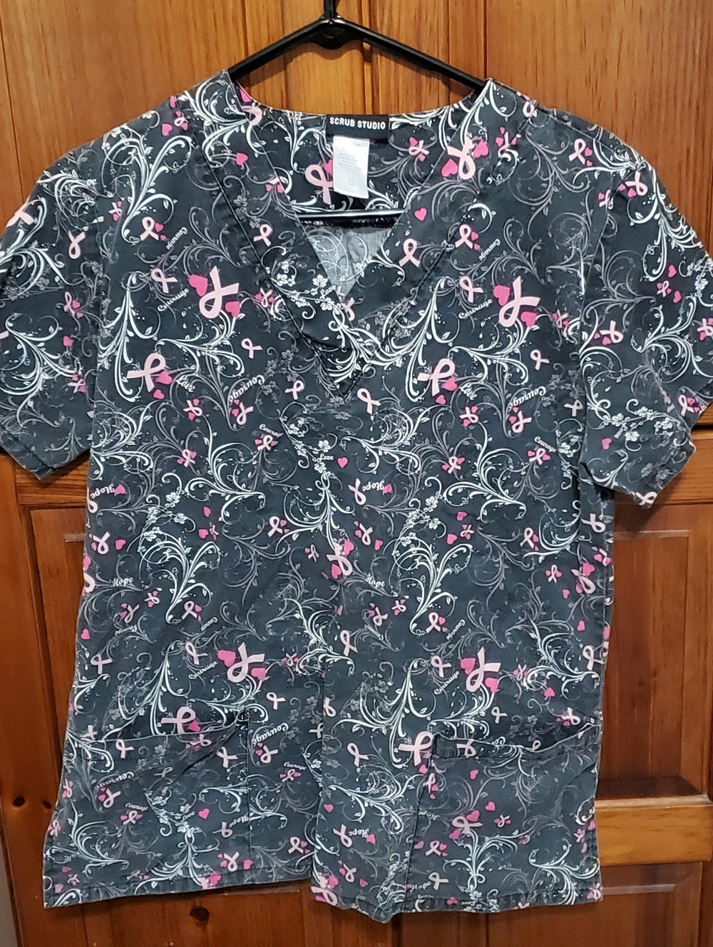 Black Breast Cancer Awareness Scrub Studio Scrub Top